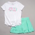 Puma Pixelated Floral Tie Front Tee & Skort Set