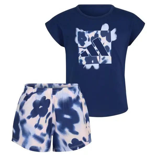 Adidas Two-Piece Short Sleeve Cotton Tee and Woven Shorts Set
