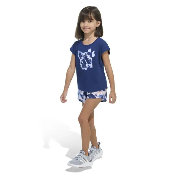 Adidas Two-Piece Short Sleeve Cotton Tee and Woven Shorts Set