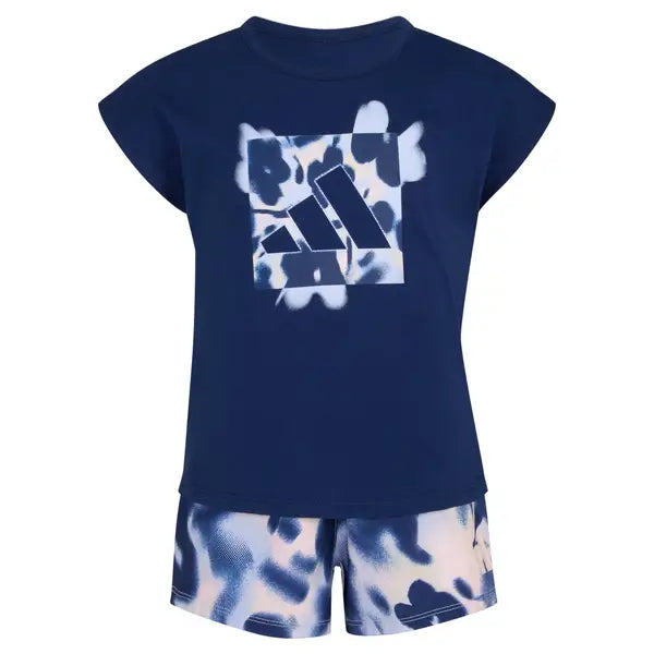 Adidas Two-Piece Short Sleeve Cotton Tee and Woven Shorts Set