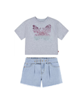 Levi's Butterfly Tee & Denim Belted Shorts Set