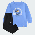 Adidas Long Sleeve Graphic Cotton Tee & Elastic Waistband Cargo Jogger Set