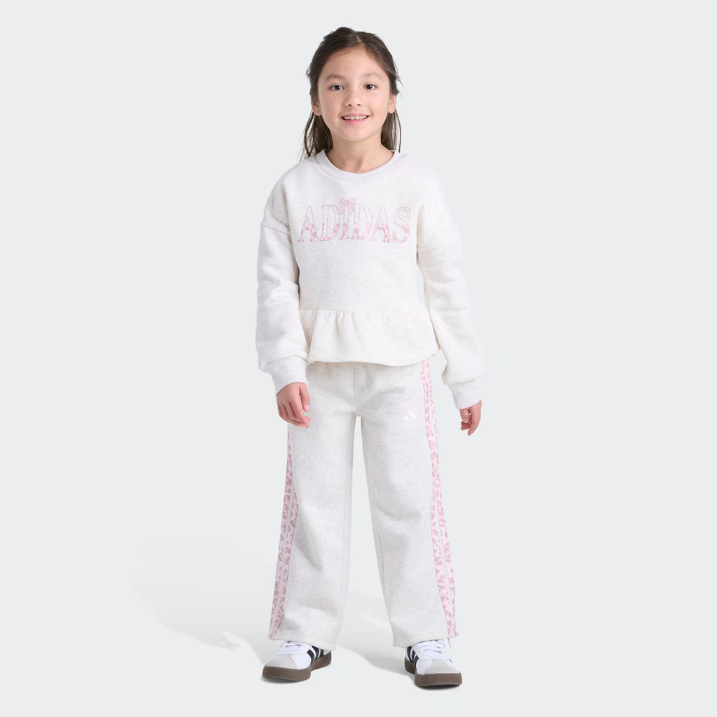 Adidas Long Sleeve Peplum Waist Heather Pullover & Elastic Waistband Heather Pant Set