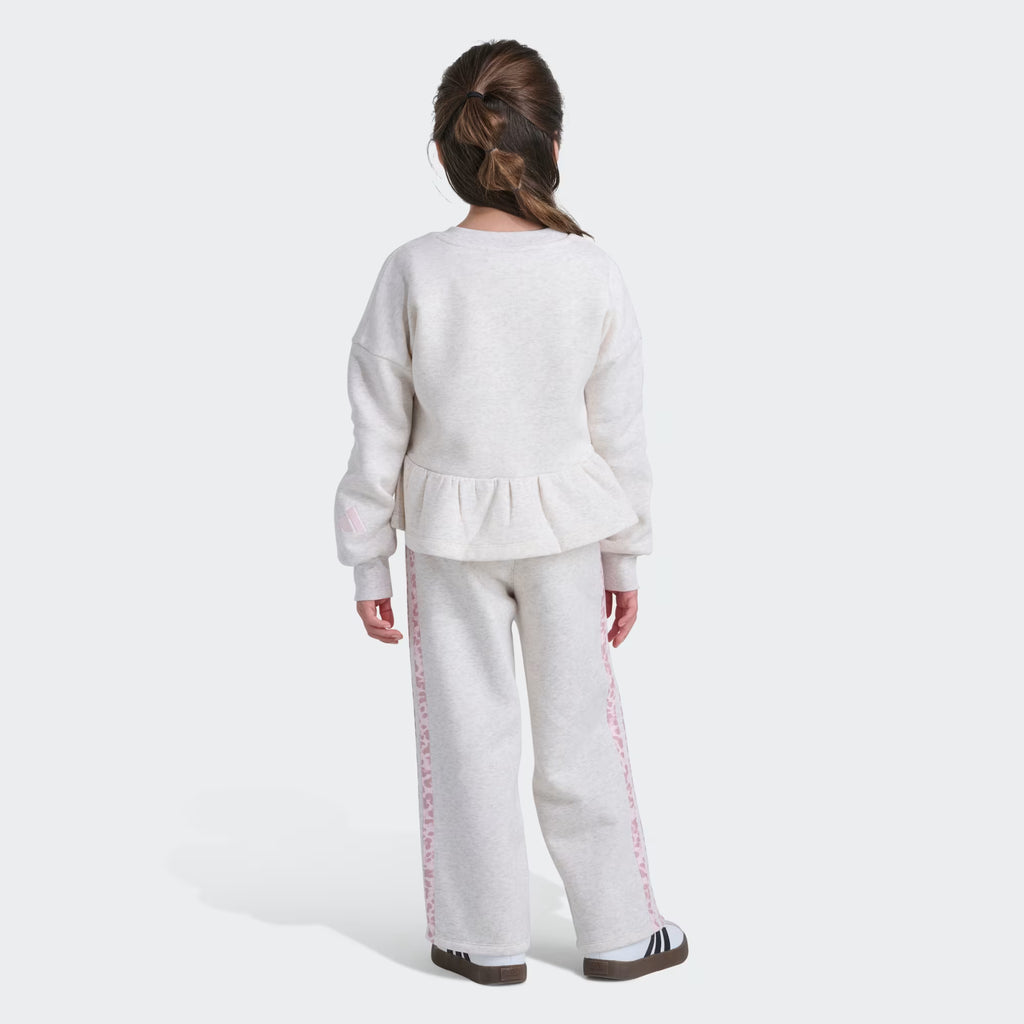 Adidas Long Sleeve Peplum Waist Heather Pullover & Elastic Waistband Heather Pant Set