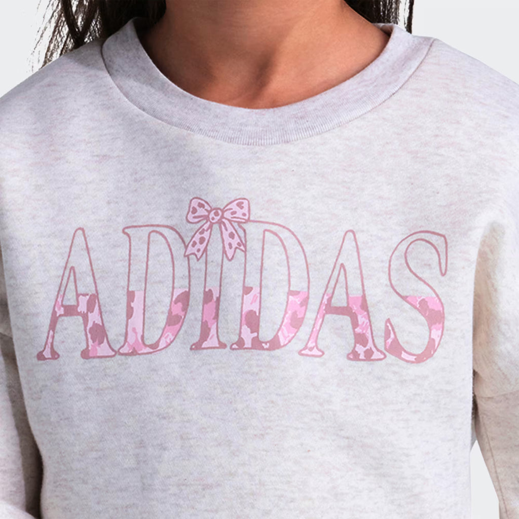 Adidas Long Sleeve Peplum Waist Heather Pullover & Elastic Waistband Heather Pant Set