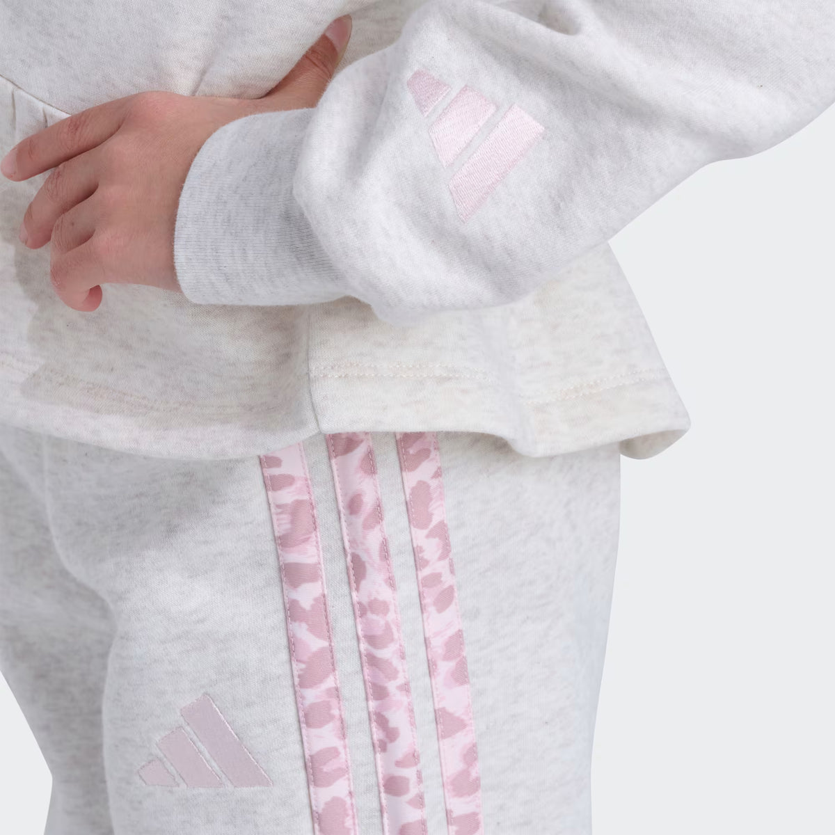 Adidas Long Sleeve Peplum Waist Heather Pullover & Elastic Waistband Heather Pant Set