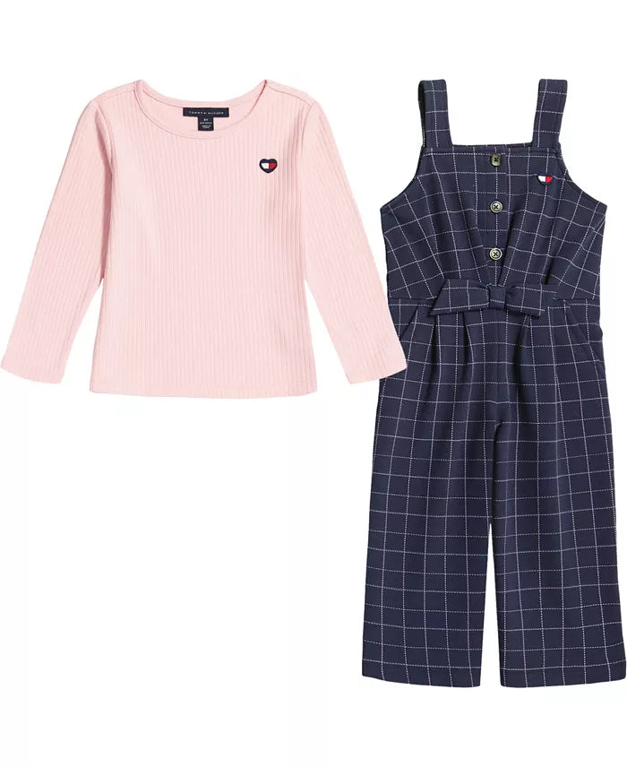 Tommy Hilfiger Textured Logo T-shirt and Check Jumpsuit