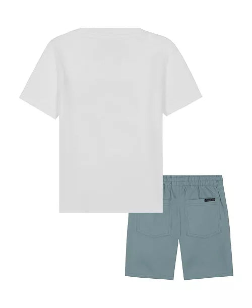 Calvin Klein Scenic Logo Short Sleeve Tee and Twill Shorts Set