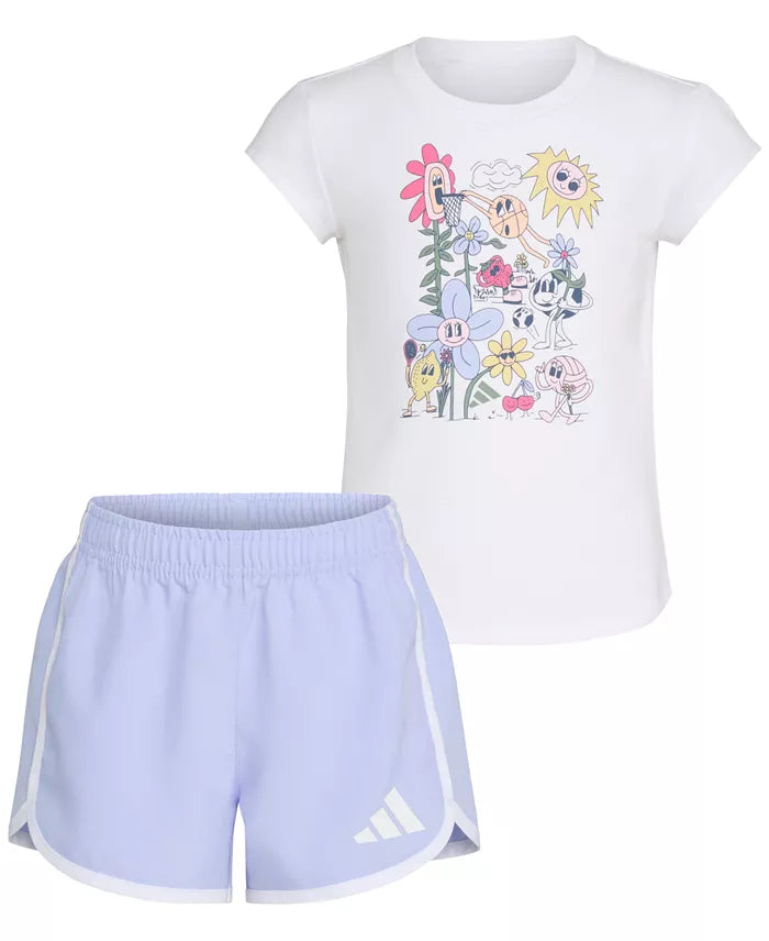Adidas Cap Sleeve T-Shirt & Woven Shorts Set
