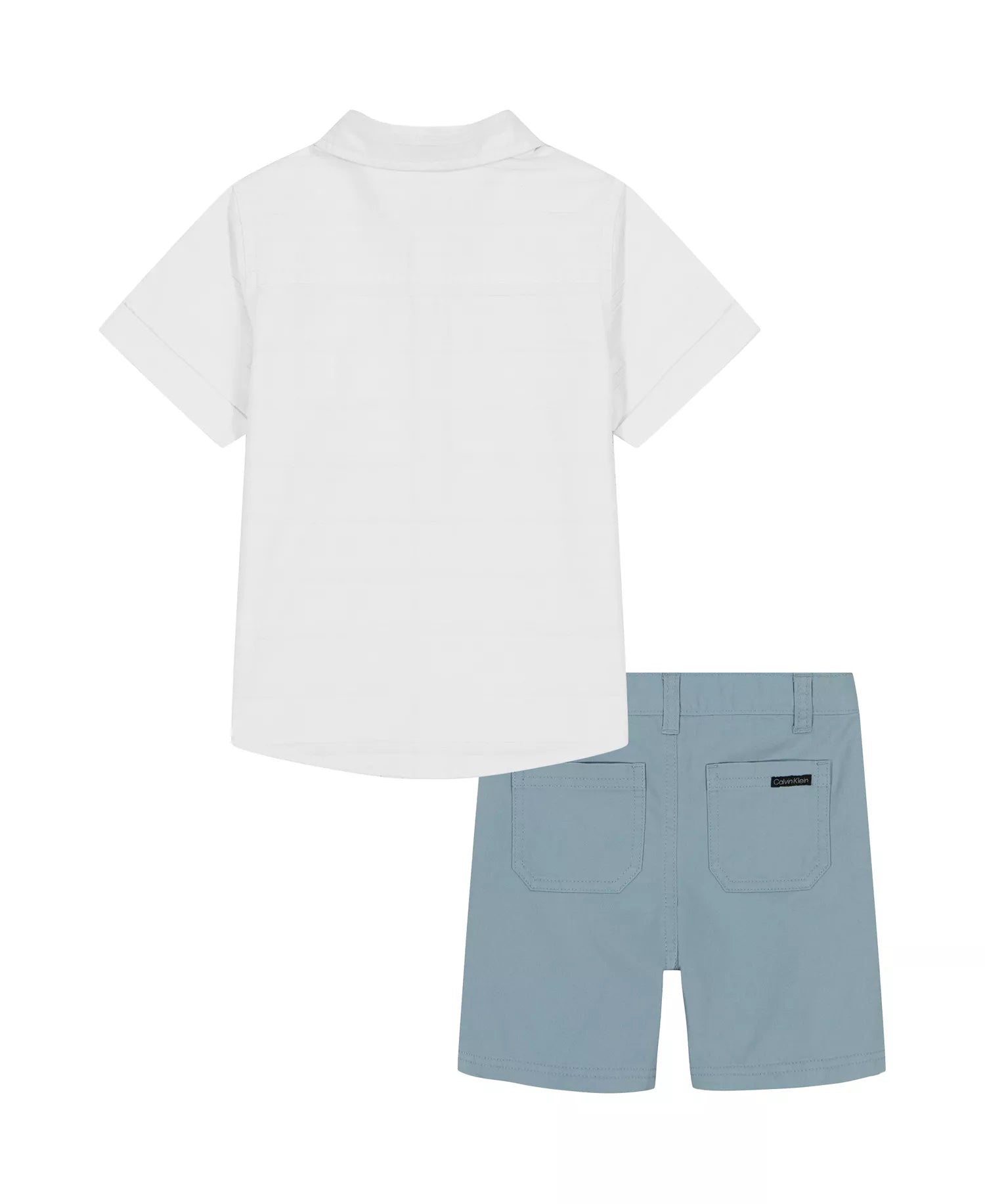Calvin Klein Textured Dobby Button Front Shirt and Twill Shorts Set