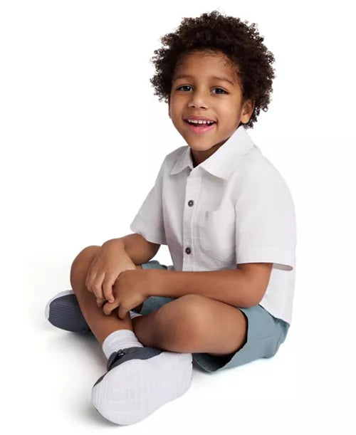 Calvin Klein Textured Dobby Button Front Shirt and Twill Shorts Set