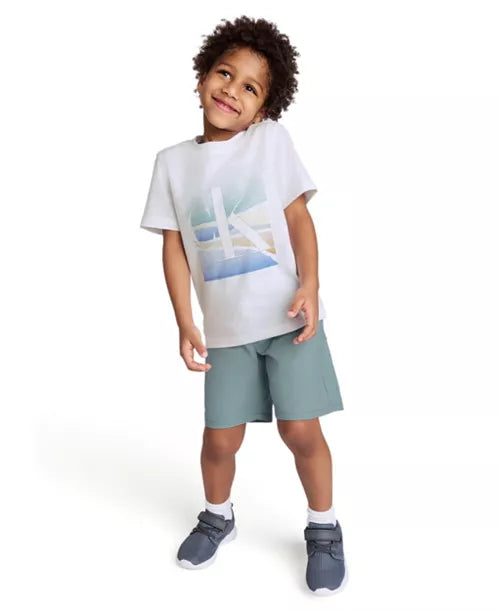 Calvin Klein Scenic Logo Short Sleeve Tee and Twill Shorts Set