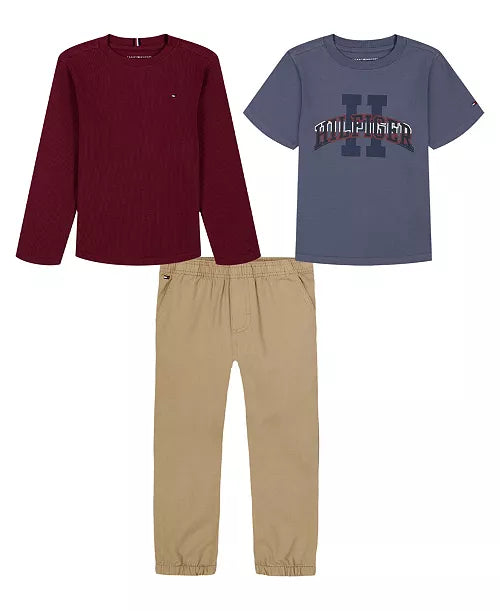 Tommy Hilfiger Short Sleeve and Long Sleeve Tee with Jogger Set