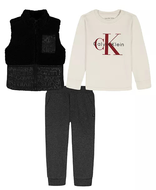 Calvin Klein Stand Collar Vest, T-Shirt and Joggers Set