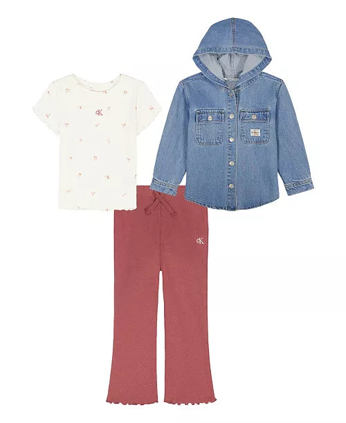 Calvin Klein Long-Sleeve Jacket, Top and Pants Set