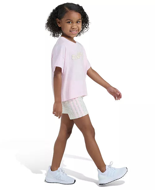 Adidas Crewneck T-Shirt and Printed Bike Shorts Set