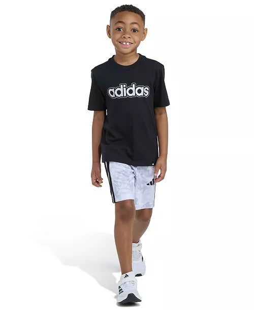 Adidas Shirt and Printed Camo Shorts Set