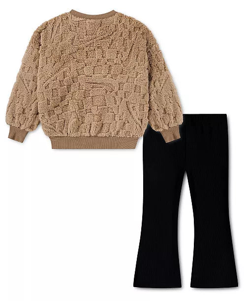 Nike Cozy Ribbed Crewneck Top & Flare Leg Pants Set