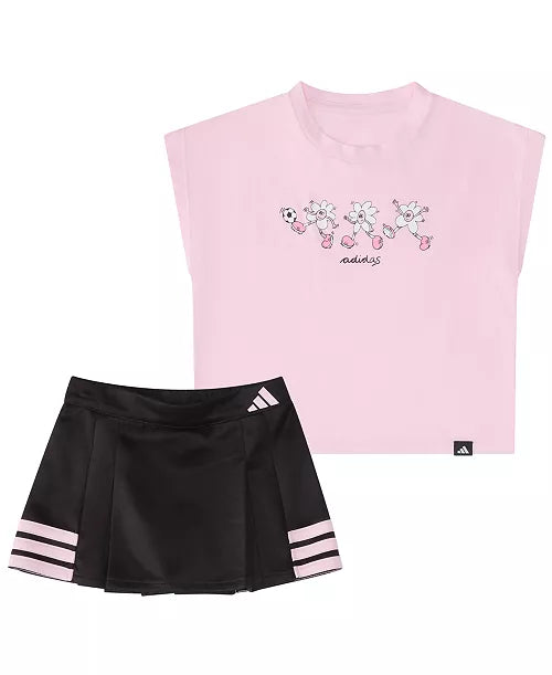 Adidas Sleeveless Box T-Shirt and Pleated Skort Set
