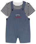 Tommy Hilfiger Striped Crewneck T-Shirt and Signature Denim Shortalls