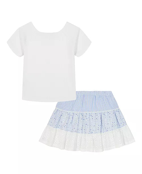 Tommy Hilfiger Ribbed T-Shirt & Seersucker Eyelet Skort