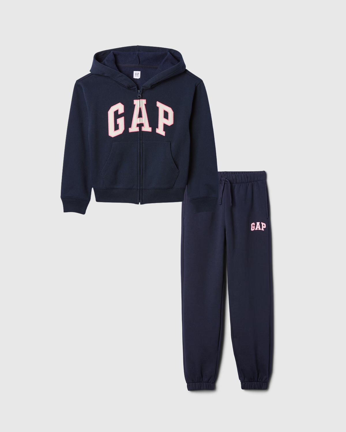 GAP Girl Fleeced Relaxed Gap Logo Zip Hoodie and Jogger Set