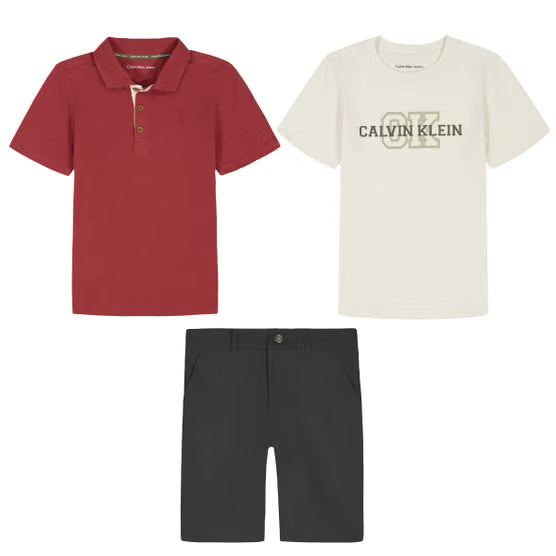 Calvin Klein Kids' 3-piece Polo & Short Set