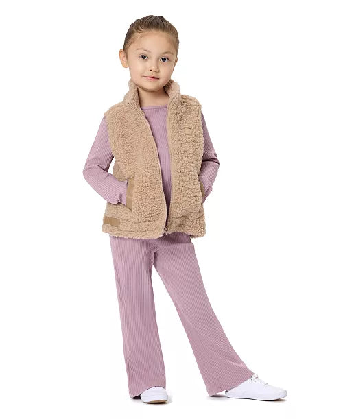 Calvin Klein Sherpa Flare Vest, T-Shirt and Leggings, 3-Piece Set