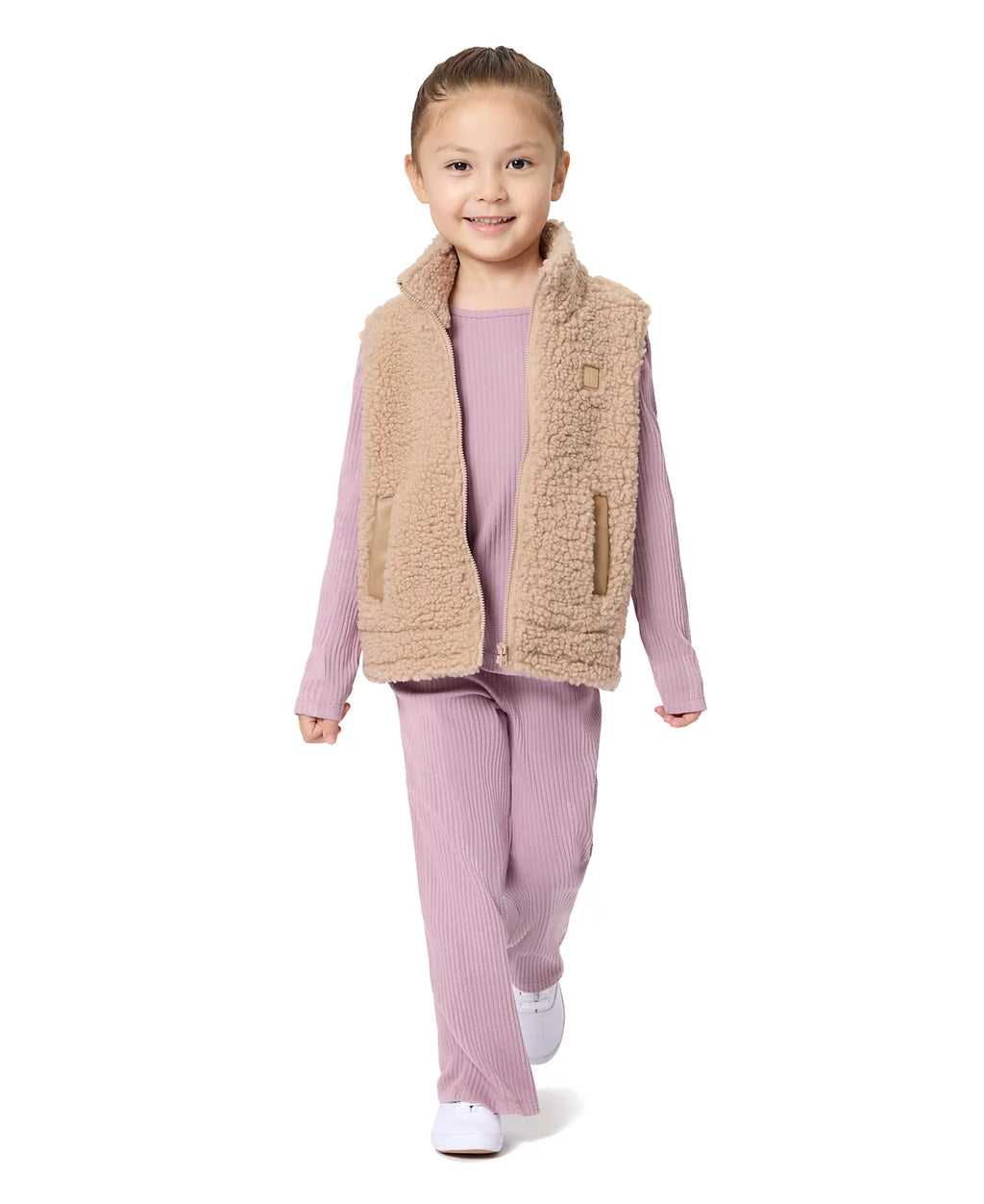 Calvin Klein Sherpa Flare Vest, T-Shirt and Leggings, 3-Piece Set