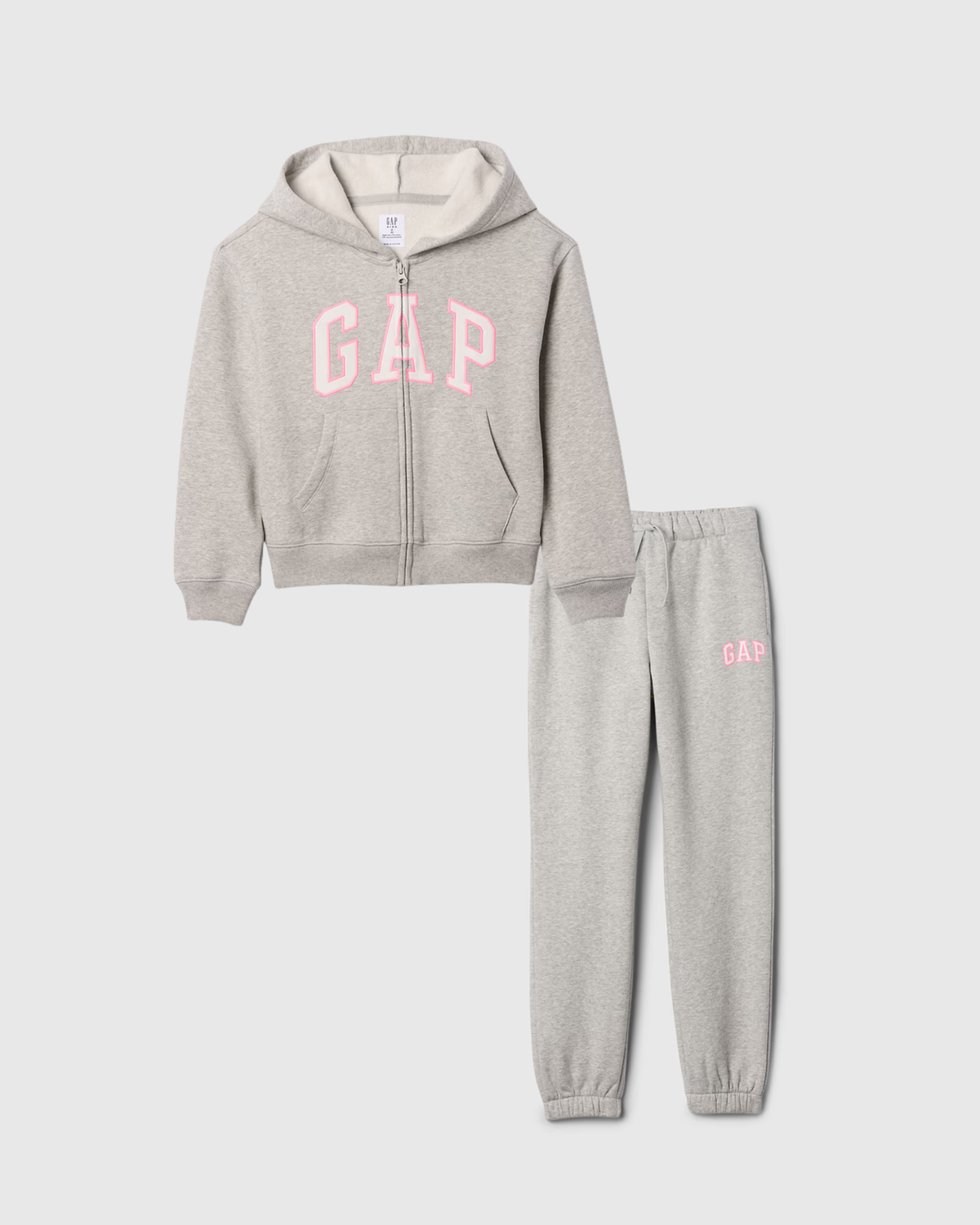 GAP Girl Fleeced Relaxed Gap Logo Zip Hoodie and Jogger Set