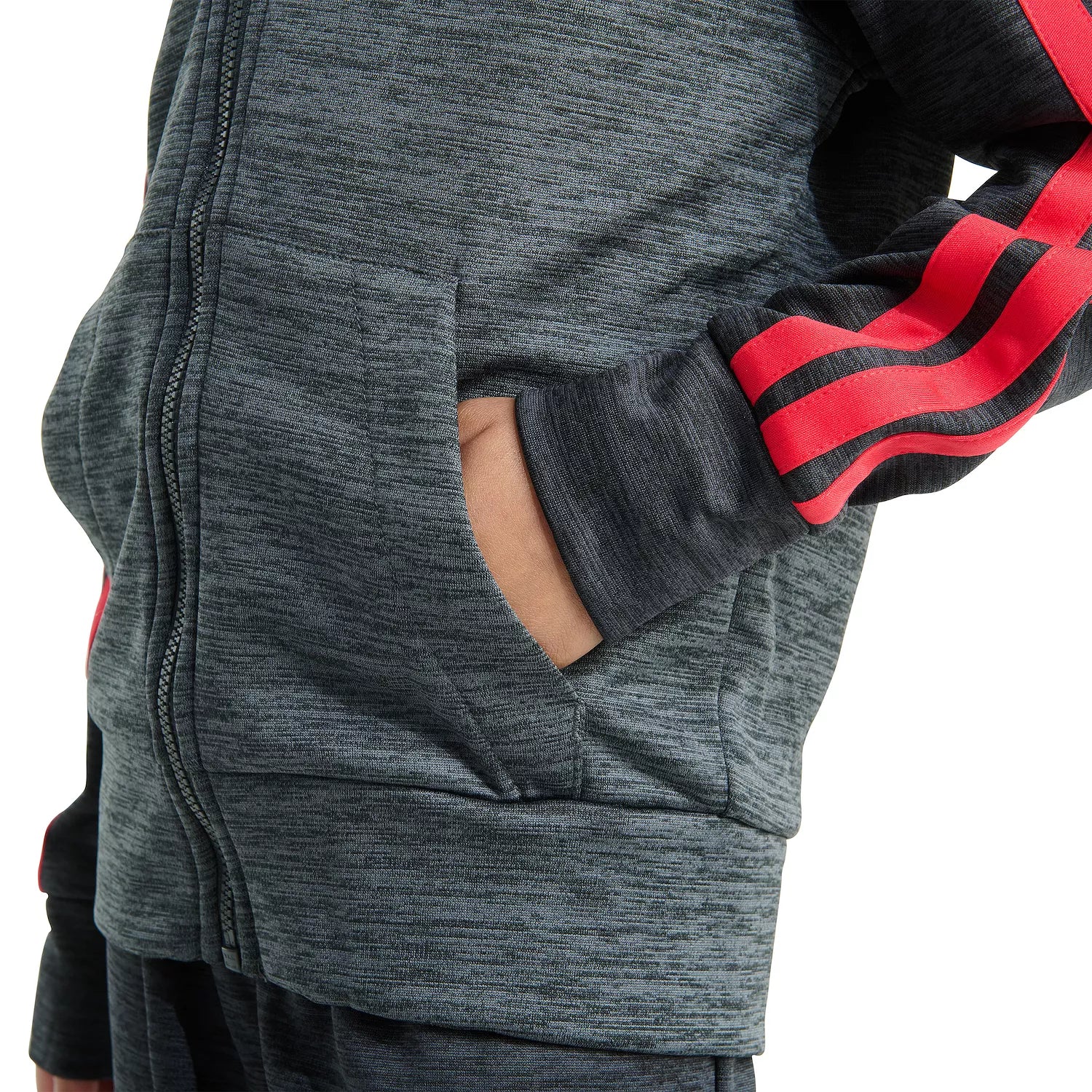 Adidas Melange Fleece Zip-Up Hoodie & Jogger Pants Set