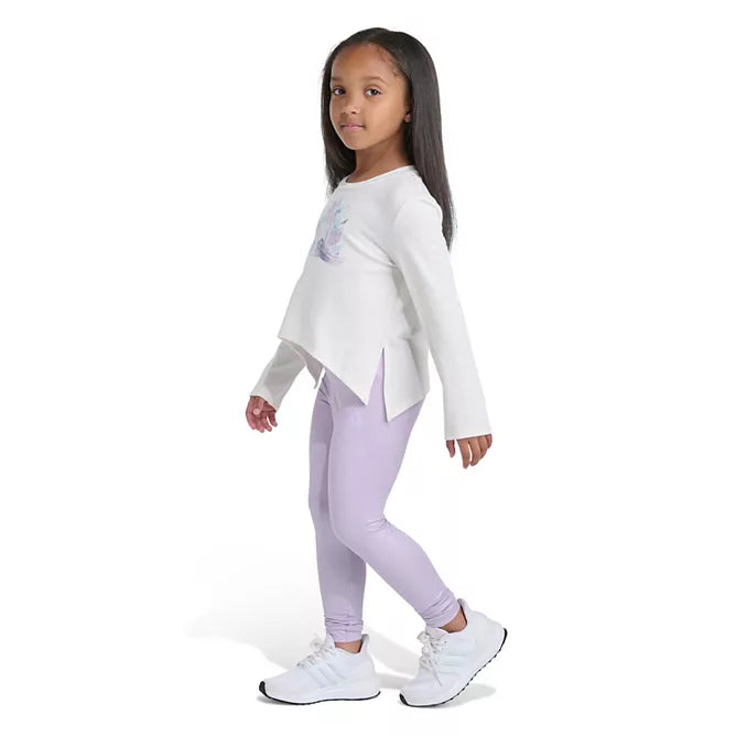 Adidas Long Sleeve Graphic Tee & Glitter Leggings Set
