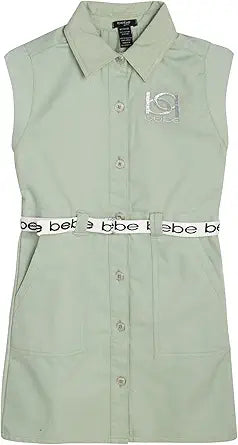 Bebe Shirt Dress - Lightweight Ruffle Cap Sleeve Button Down Woven Sundress