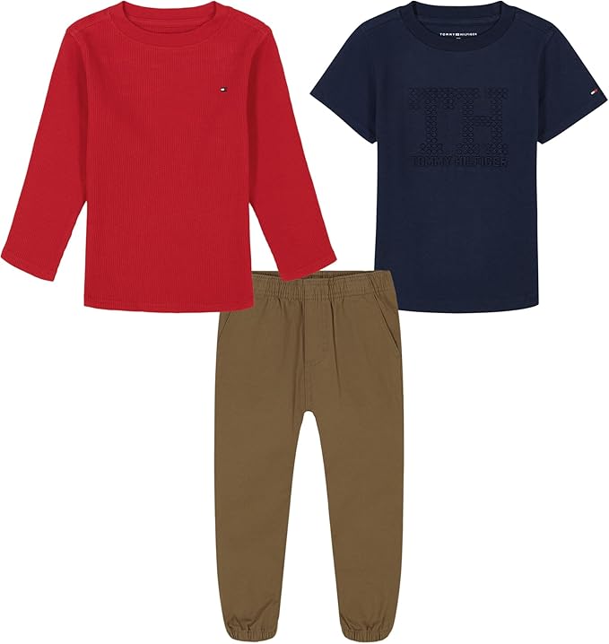Tommy Hilfiger Short Sleeve and Long Sleeve Tee with Jogger Set