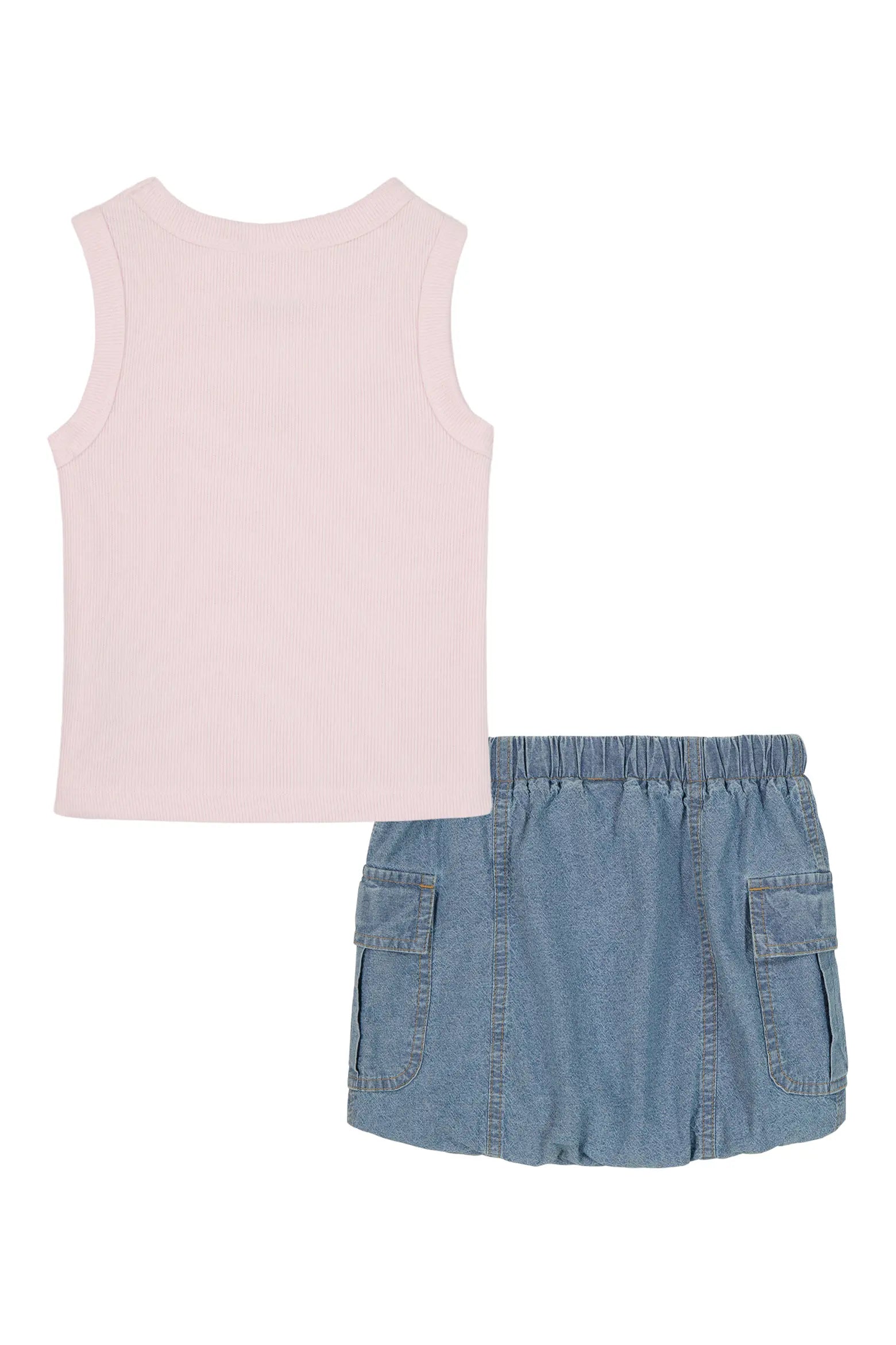 Calvin Klein Rib Tank & Denim Skirt Set