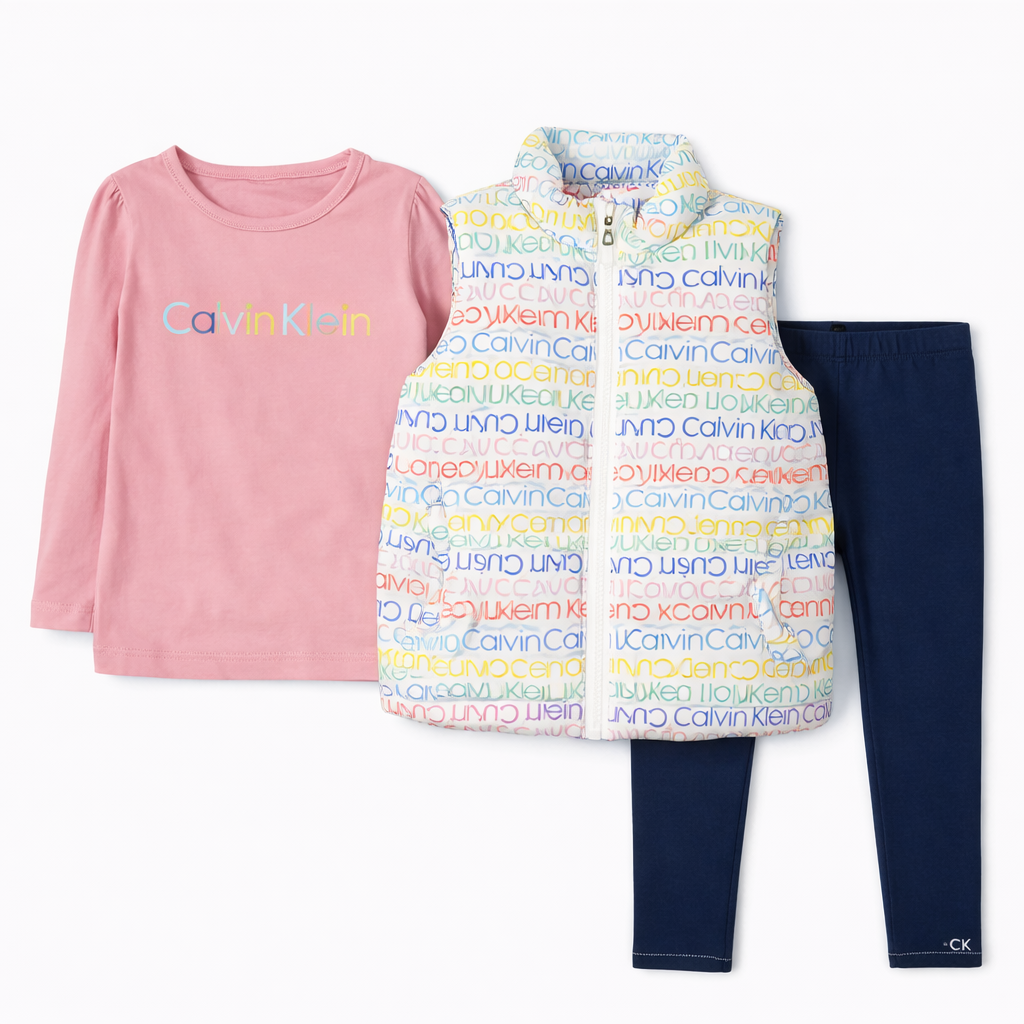 Clavin Klein T-shirt, Puff Vest, and Leggings Set