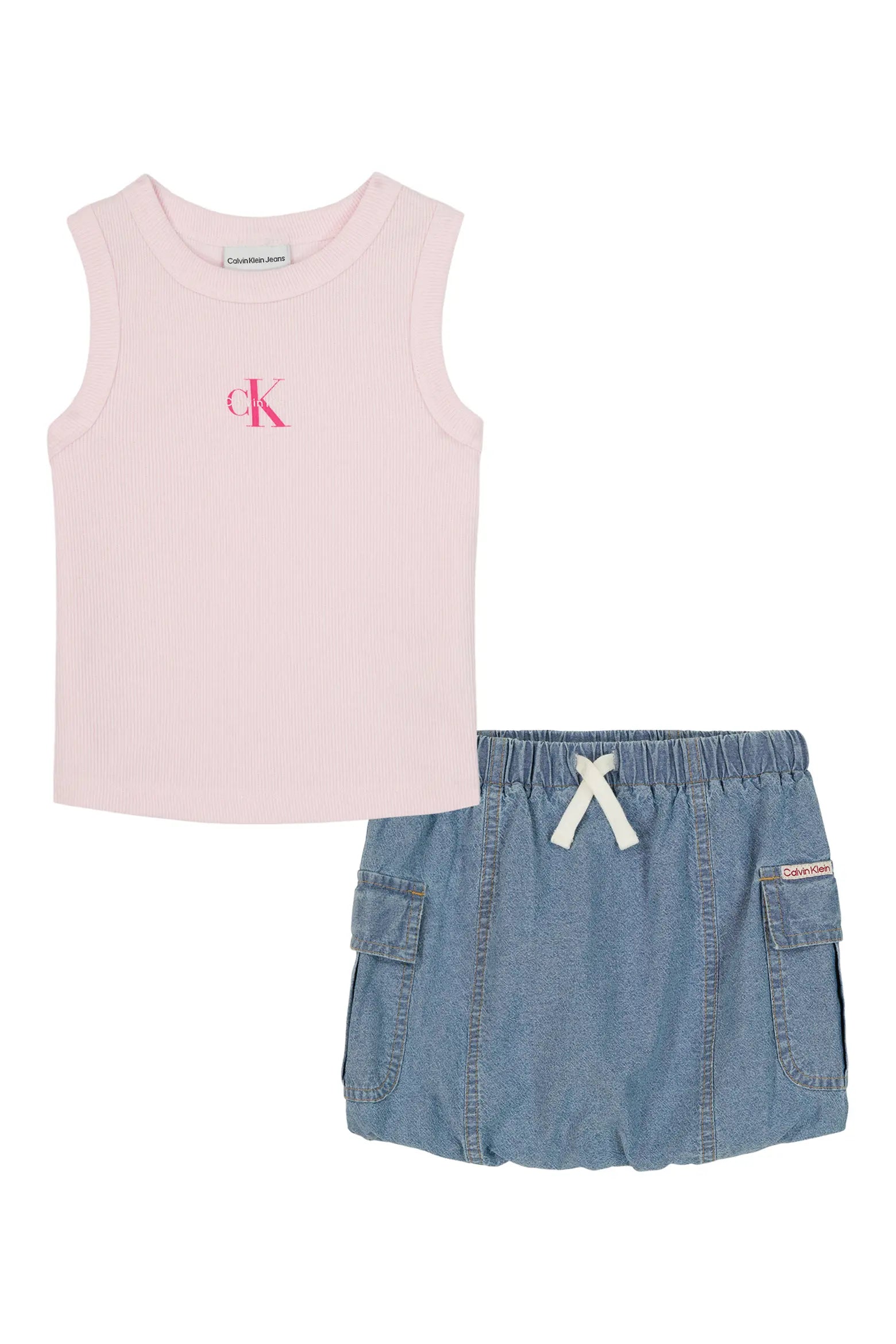 Calvin Klein Rib Tank & Denim Skirt Set