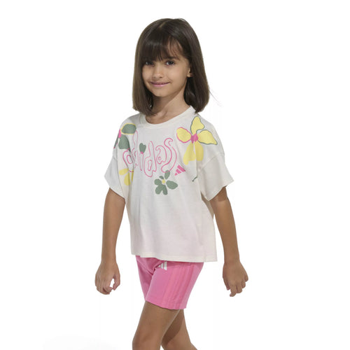 Adidas Floral Print Graphic Tee & Biker Shorts Set