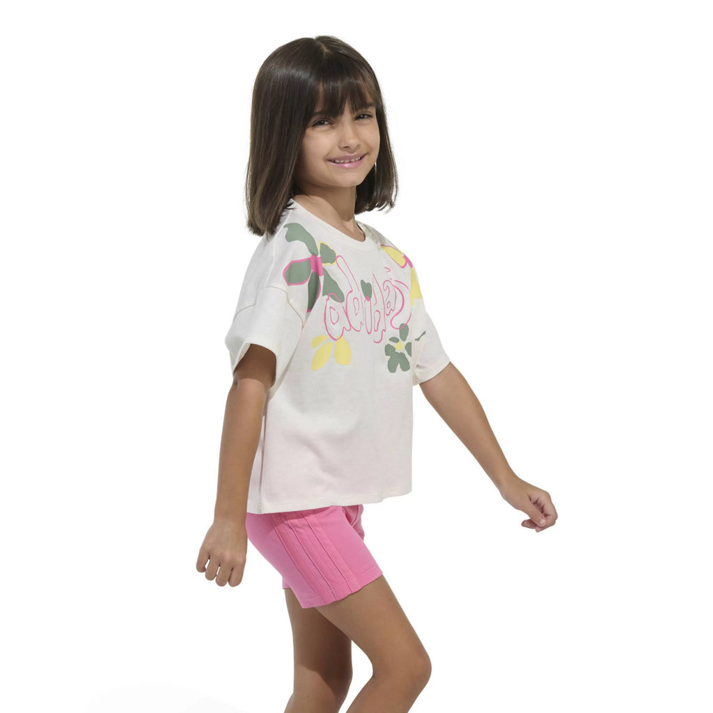 Adidas Floral Print Graphic Tee & Biker Shorts Set