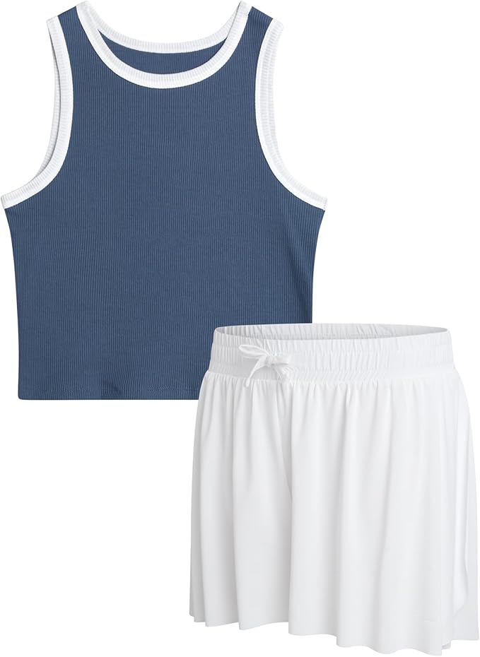 Reebok Ribbed Tank Top & Drawstring Butterfly Shorts Set