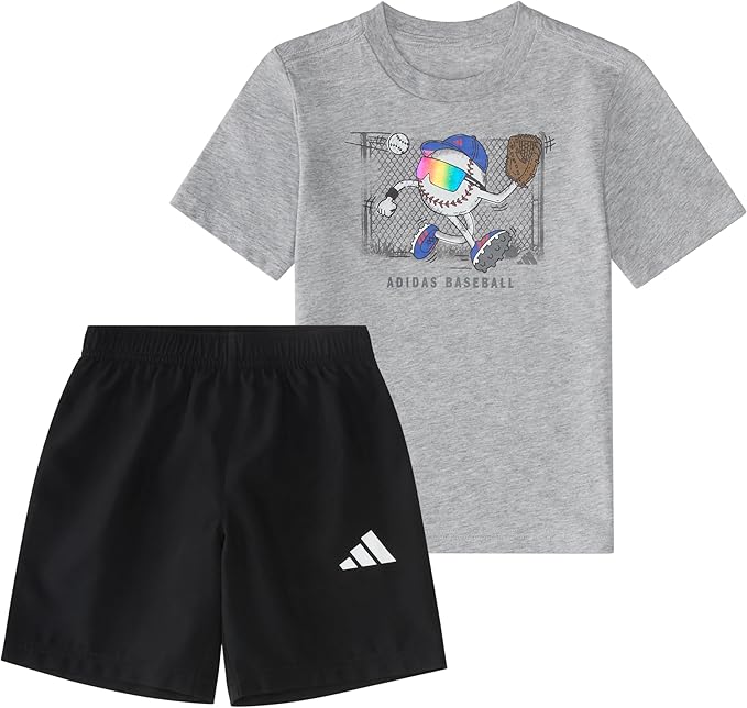Adidas Short Sleeve Printed Graphic T-shirt and Shorts Clothing Set