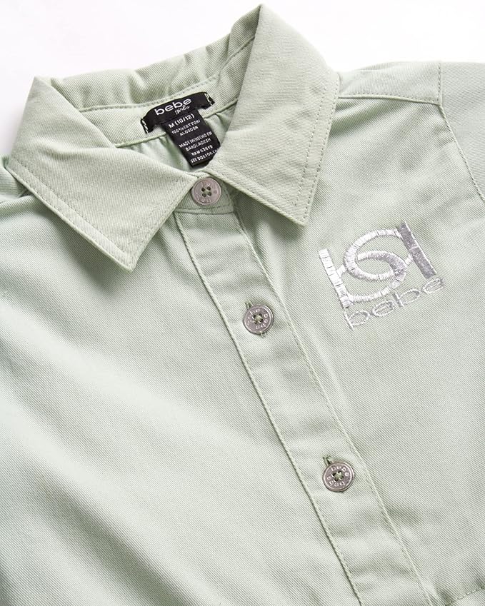 Bebe Shirt Dress - Lightweight Ruffle Cap Sleeve Button Down Woven Sundress