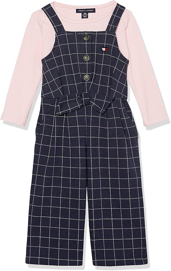 Tommy Hilfiger Textured Logo T-shirt and Check Jumpsuit