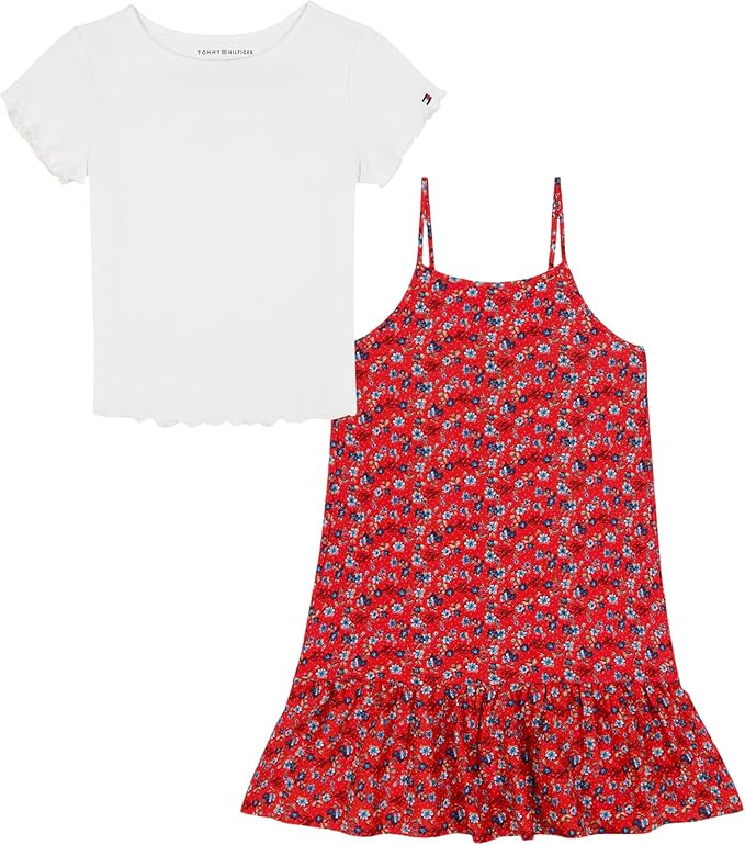 Tommy Hilfiger Short Sleeve Two-piece Dress, Relaxed Fit With Classic Design & Crew Neck T-shirt