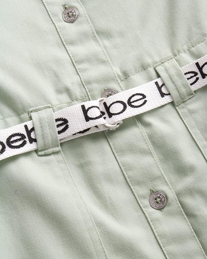 Bebe Shirt Dress - Lightweight Ruffle Cap Sleeve Button Down Woven Sundress