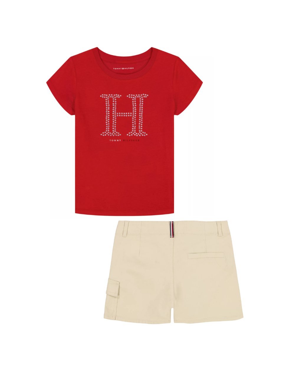 Tommy Hilfiger Khaki Cargo Shorts & Star Stud Graphic T-Shirt