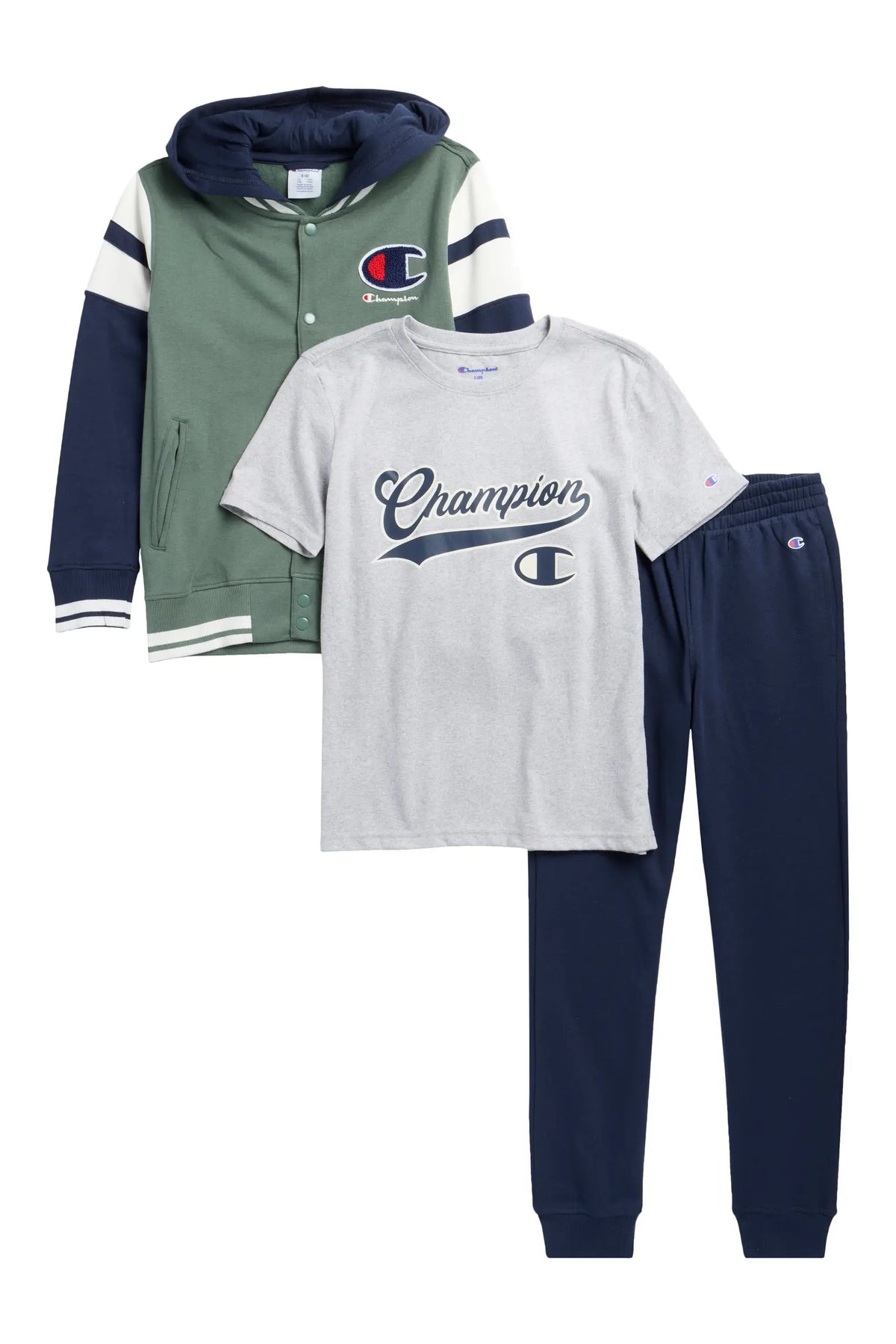 Champion Hooded Fleece Jacket, T-Shirt & Joggers Set