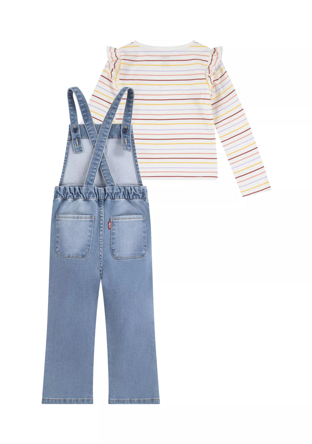 Levi's Ruffle T-Shirt and Flared Overalls Set