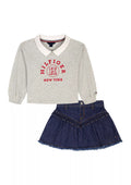 Tommy Hilfiger Jersey Top and Denim Ruffle Skirt Set
