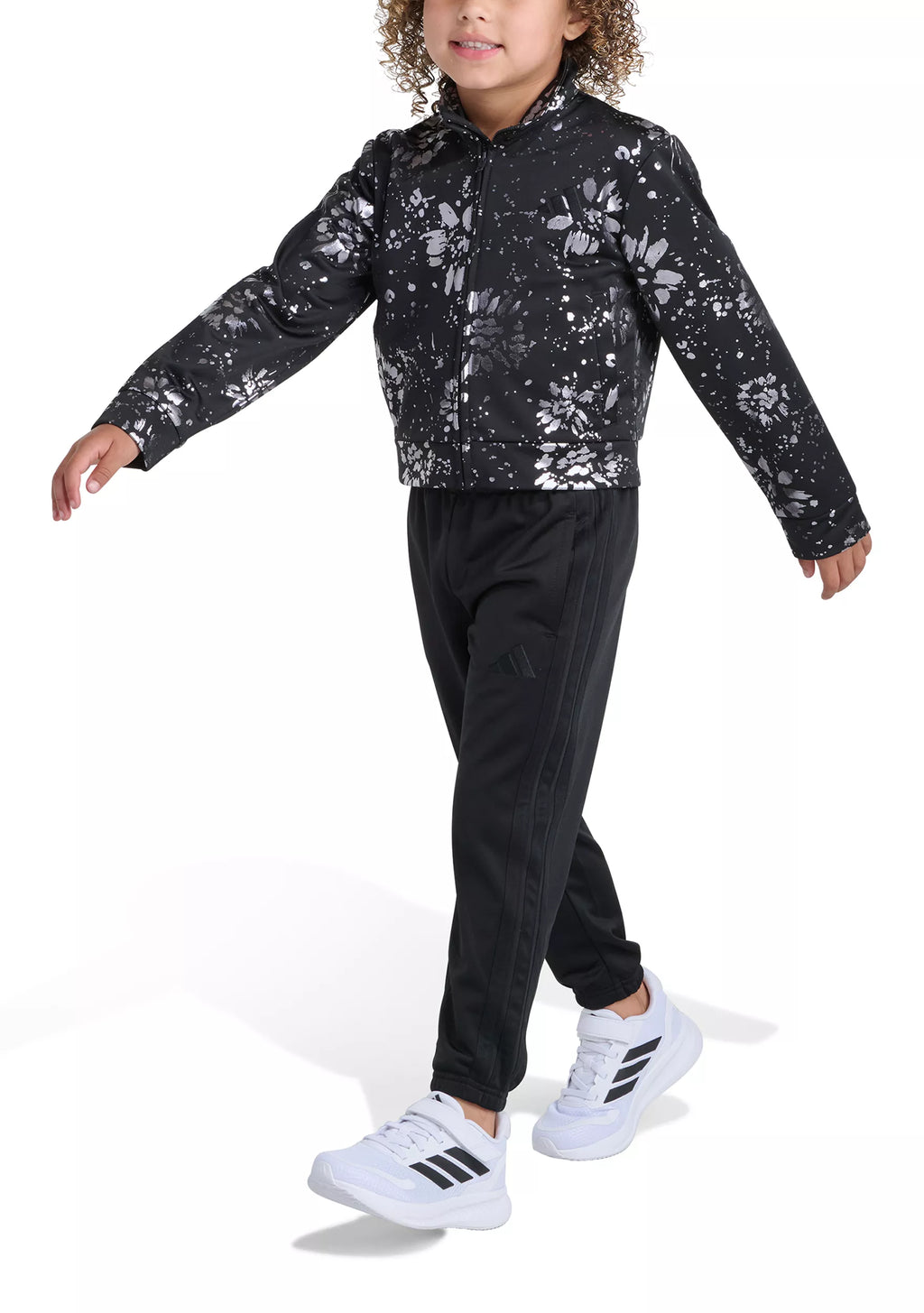 Adidas Full-Zip All Over Print Foil Glam Jacket and Pants Tricot Set
